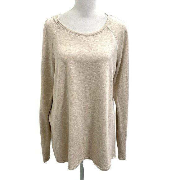 Lululemon Emerald Long Sleeve Shirt Modal French Terry Heathered Cashew size 8 - Picture 1 of 4